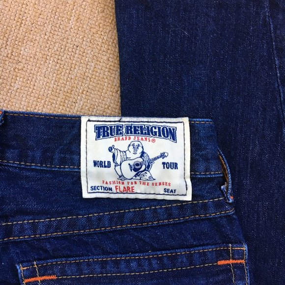 True Religion Dark Wash Flare World Tour Jeans Size 29 - Picture 6 of 7